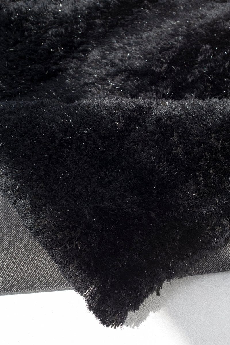 Large Black Fluffy Shaggy Rug (3 Sizes) Table Tuft Shaggy
