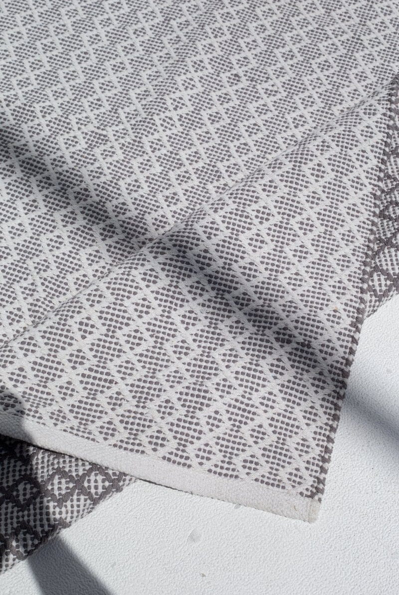 Zenith Zigzag - Grey Woven Cotton Rug (140x200 CM)