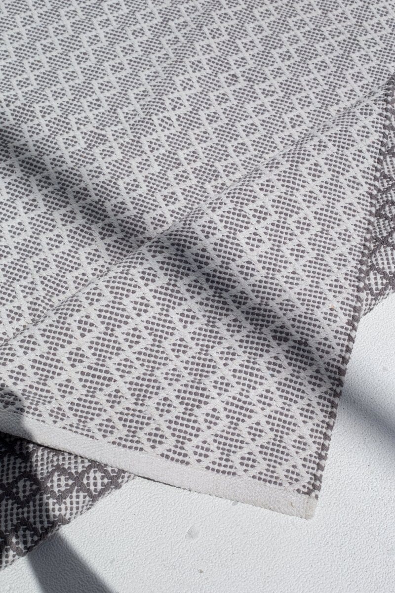 Zenith Zigzag - Grey Woven Cotton Rug (140x200 CM)