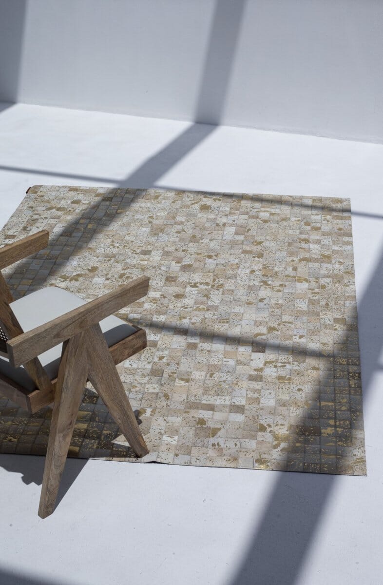 Silver Mosaic Elegance - Leather Rug (4 Sizes) LEATHER RUG