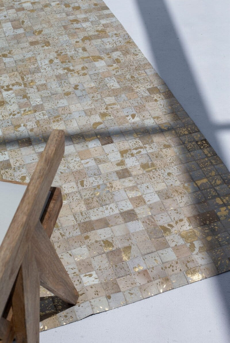 Silver Mosaic Elegance - Leather Rug (4 Sizes)