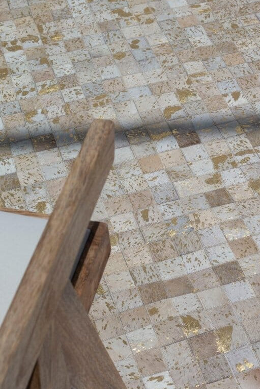 Silver Mosaic Elegance - Leather Rug (4 Sizes)