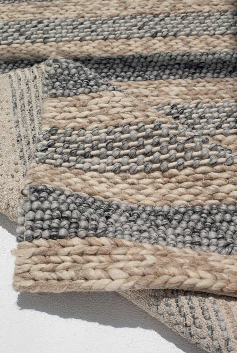 Ehly Fusion - Natural Beige & Grey Woven Rug (4 Sizes) WOVEN RUG
