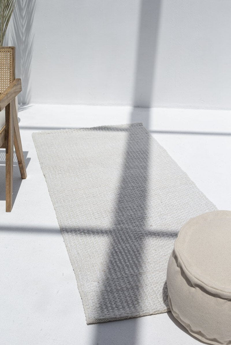 Hallway Elegance - Natural White Woven Rug (200x80 CM)