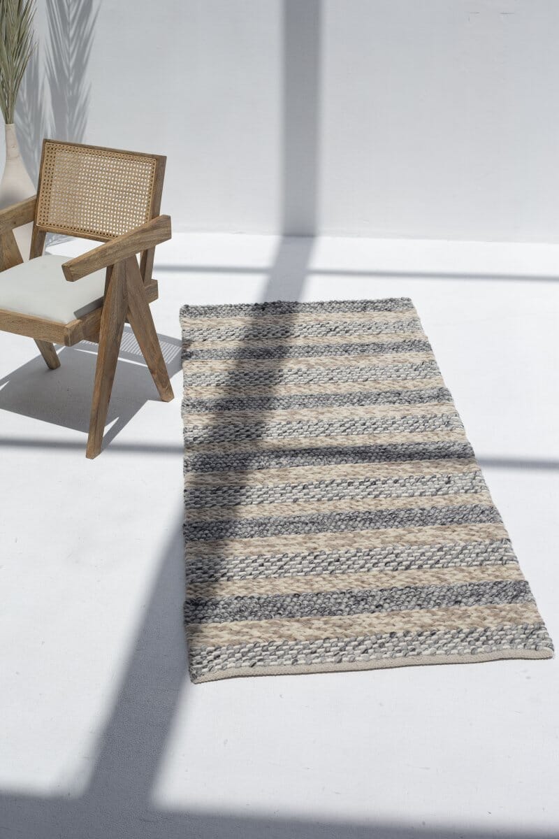 Fusion Pathway - Natural Cream & Grey Woven Rug (200x80 CM) WOVEN RUG