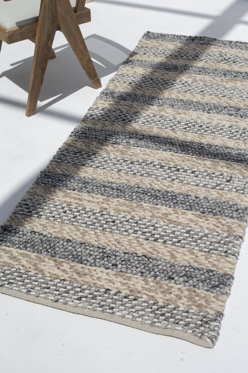Fusion Pathway - Natural Cream & Grey Woven Rug (200x80 CM)