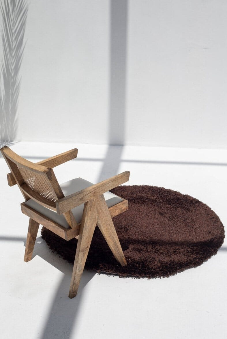Round Chocolate Dream - Fluffy Shaggy Rug (4 Sizes) Table Tuft Shaggy