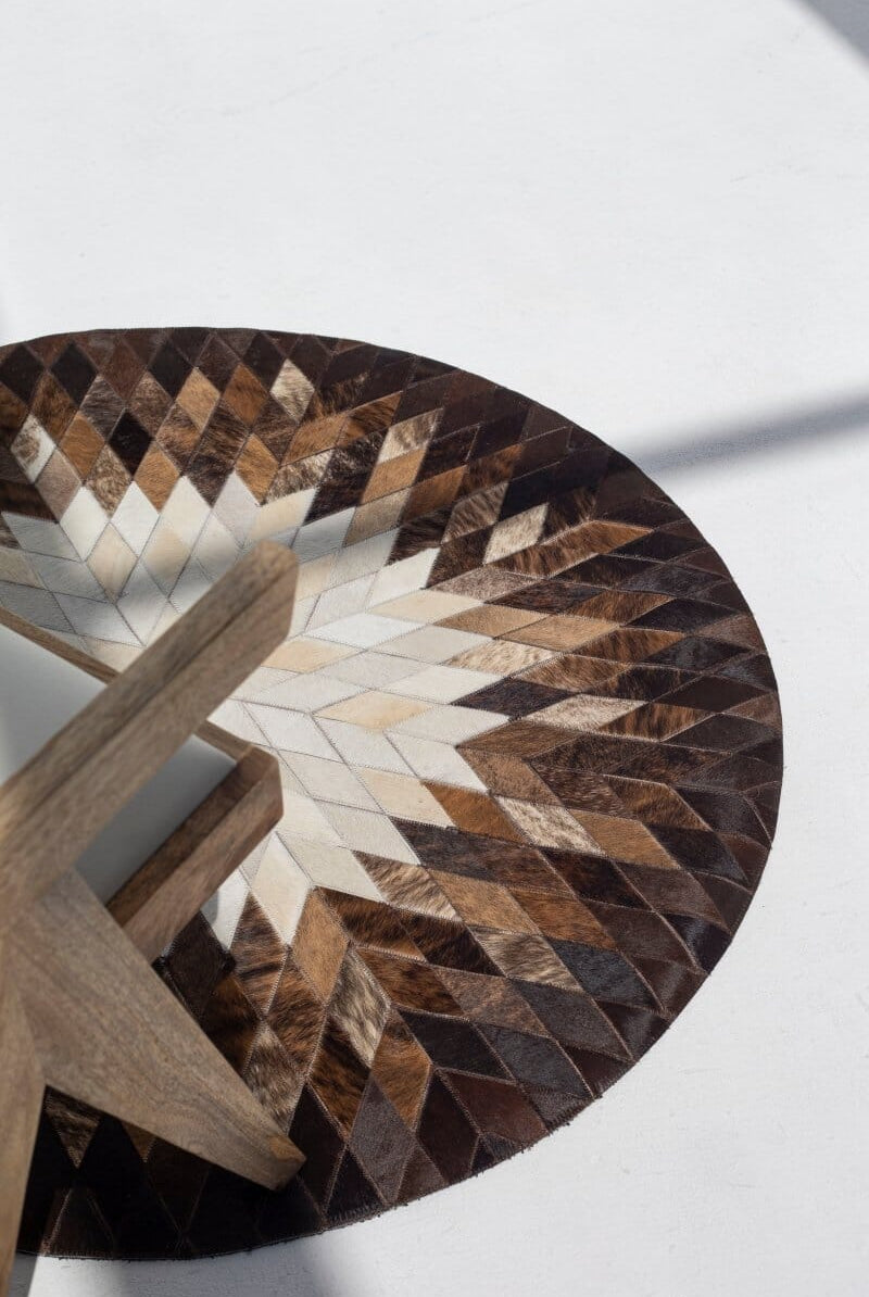 Gilded Solstice - Leather Round Rug (3 Sizes)