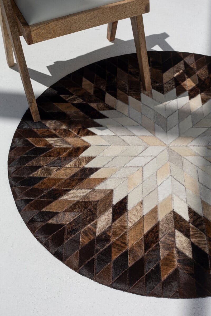 Gilded Solstice - Leather Round Rug (3 Sizes) LEATHER RUG