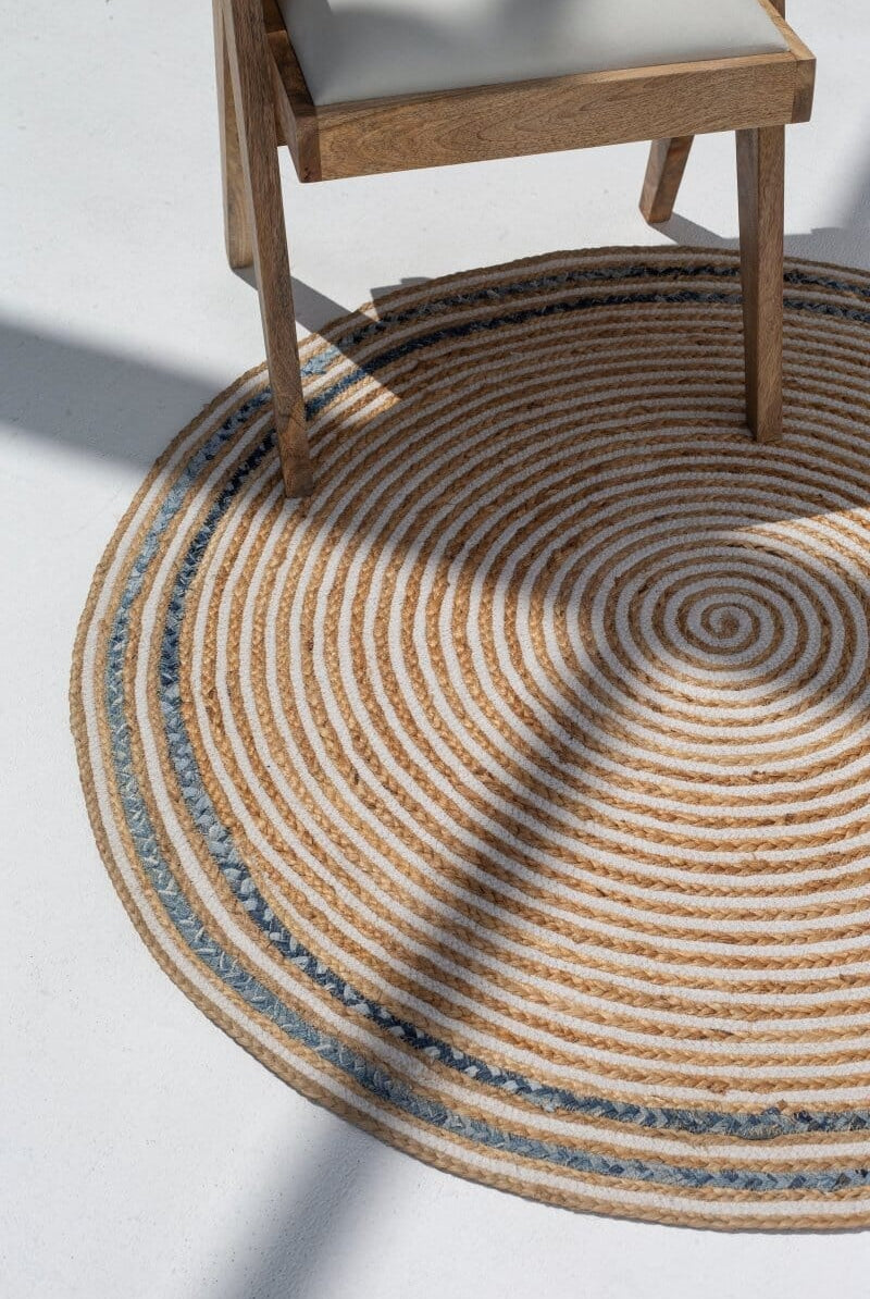 Serenity Spiral - Natural Jute & Cotton Braided Round Rug (4 Sizes)