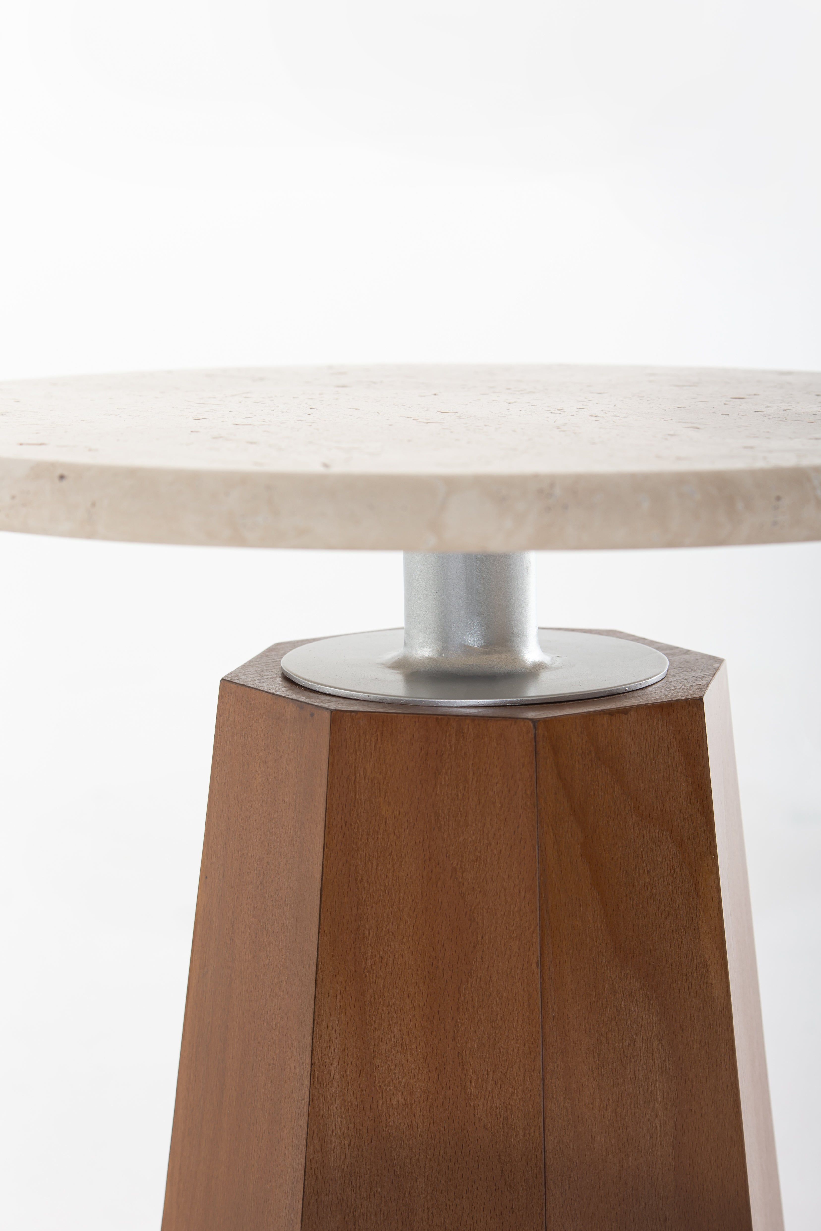 Kalista Beige Unfilled Travertine Top Side Table 3