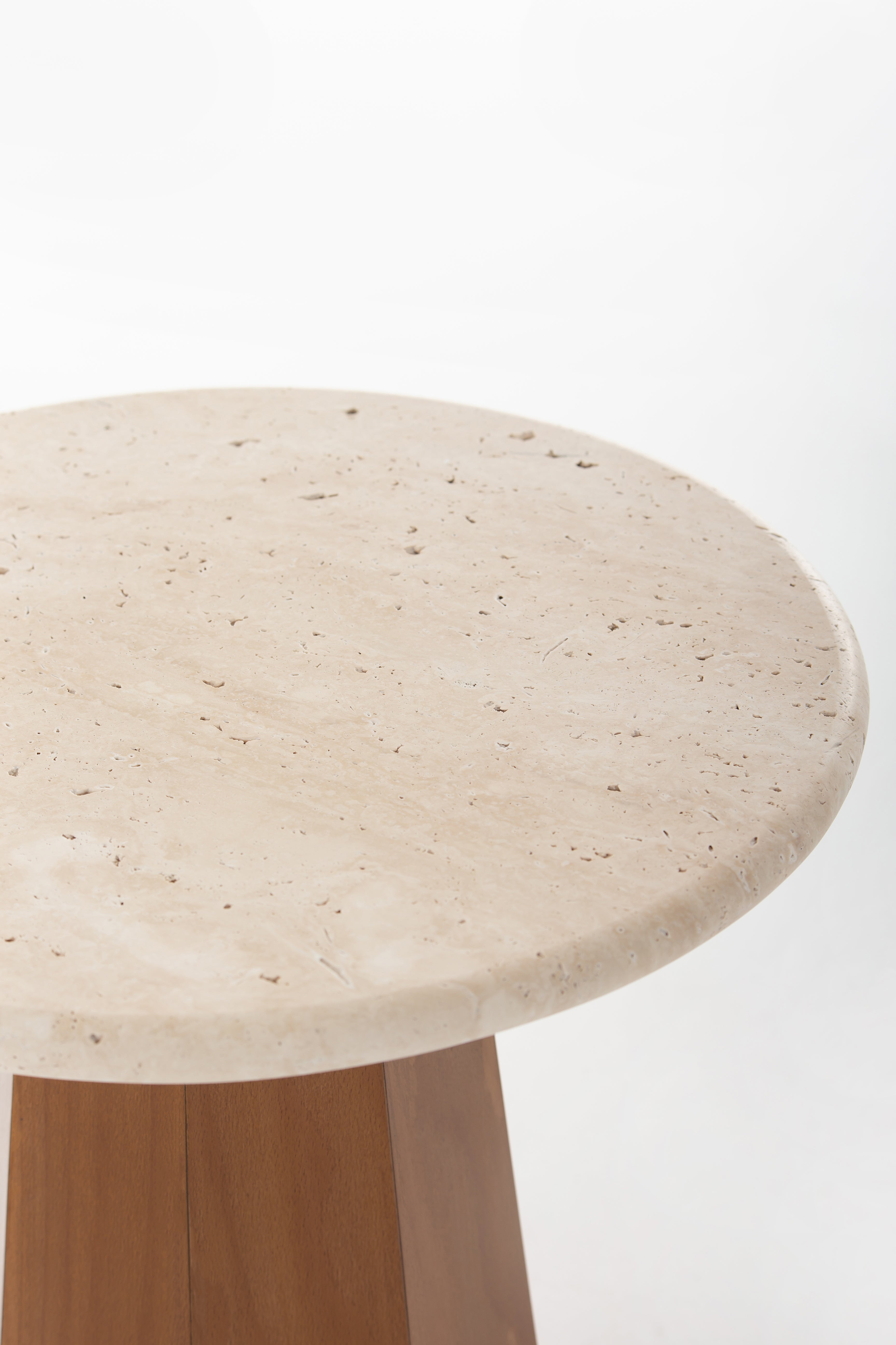 Kalista Beige Unfilled Travertine Top Side Table 5
