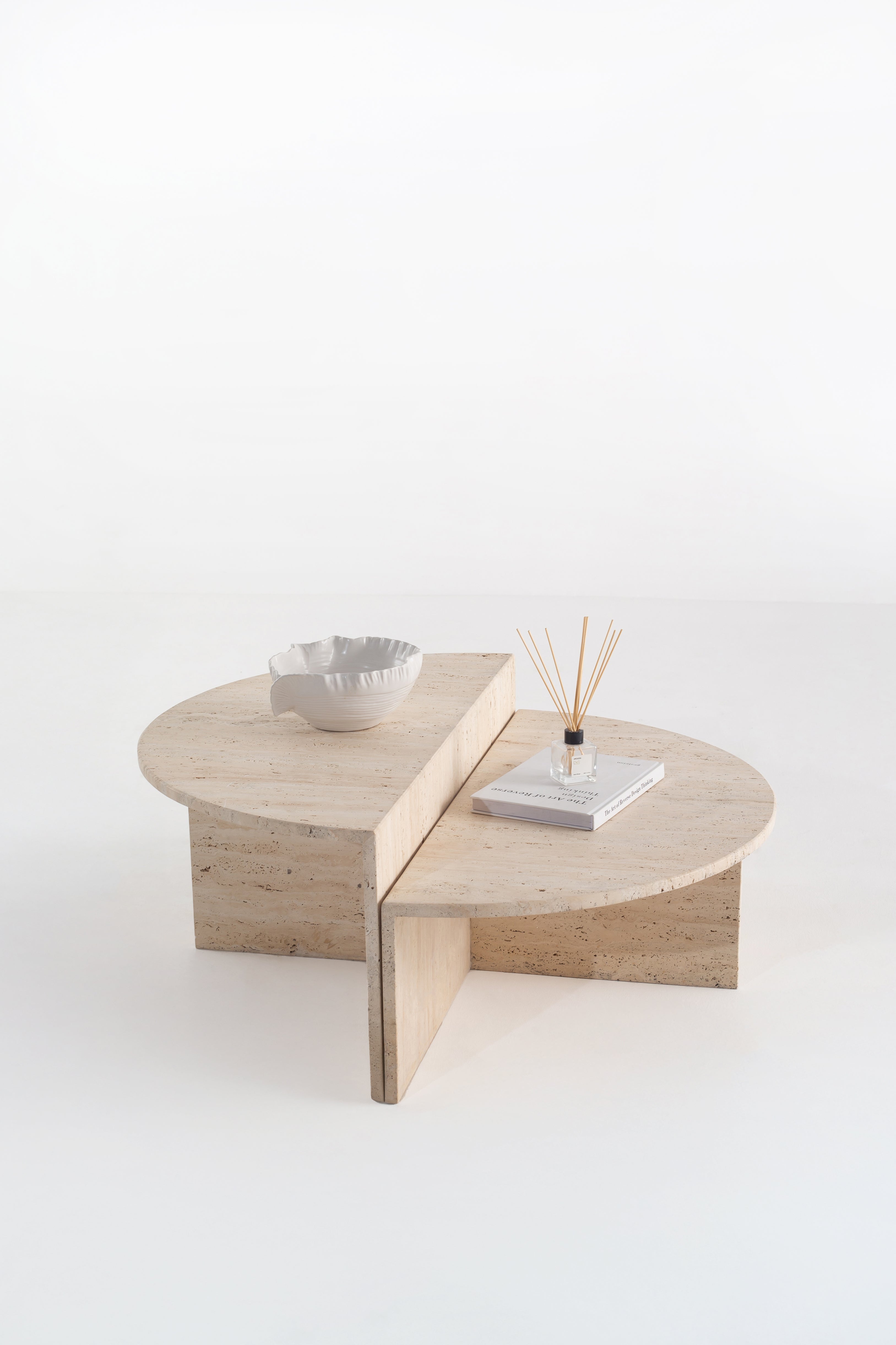 Emmeline Nesting Travertine Beige Coffee Table