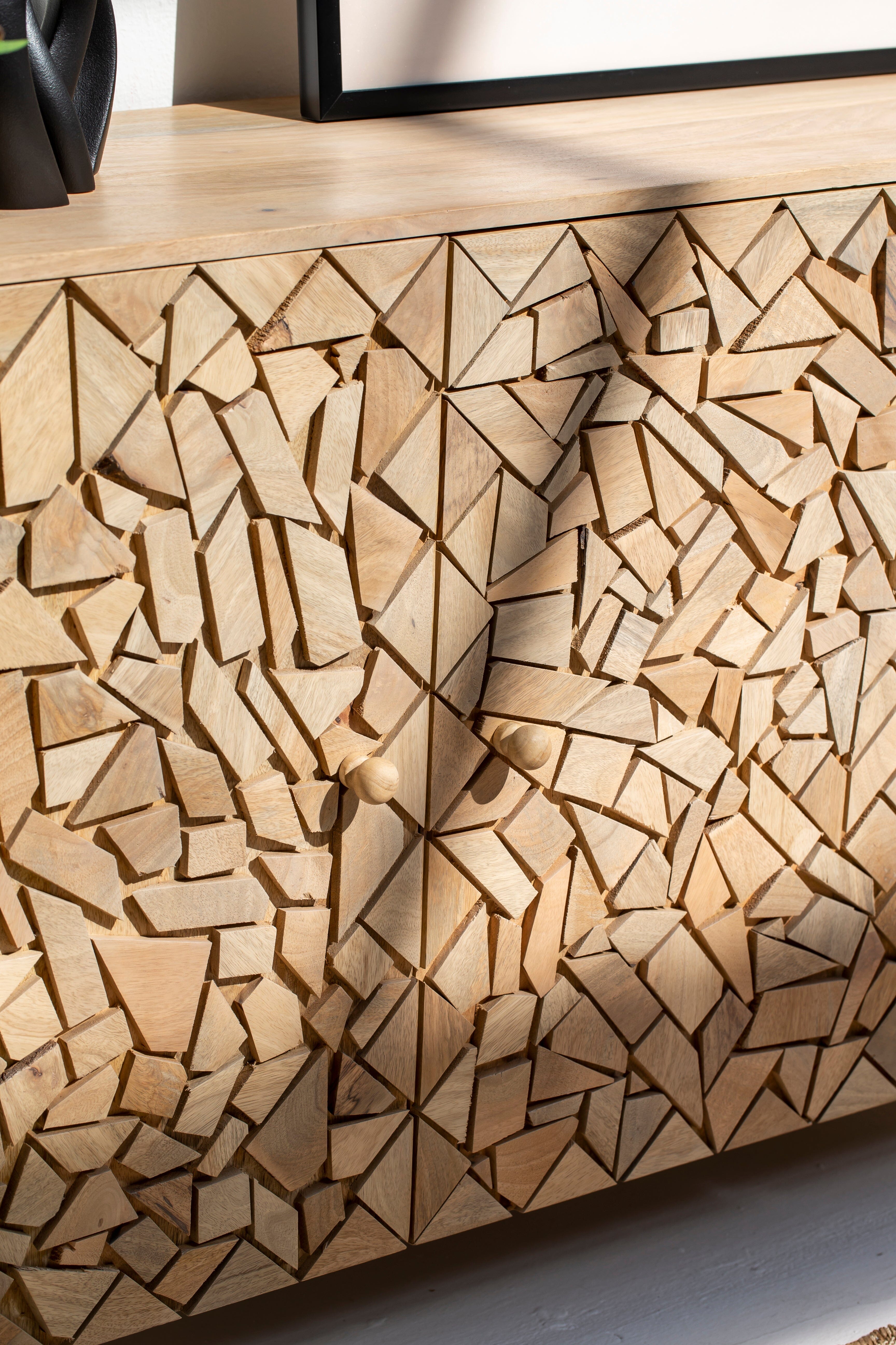 Nella Geometric Wood Mosaic Sideboard Buffets & Sideboards Homekode