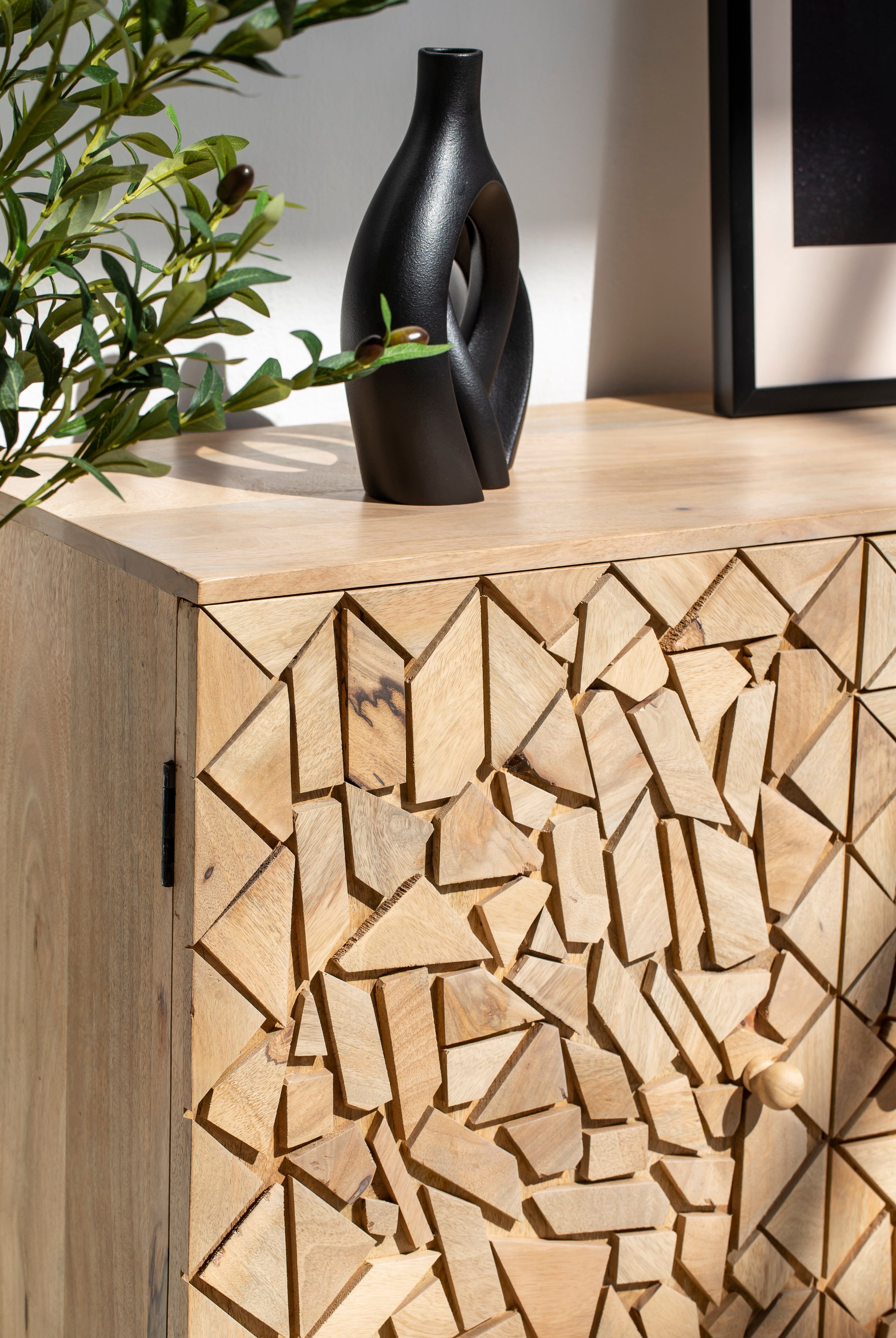 Nella Geometric Wood Mosaic Sideboard Buffets & Sideboards Homekode