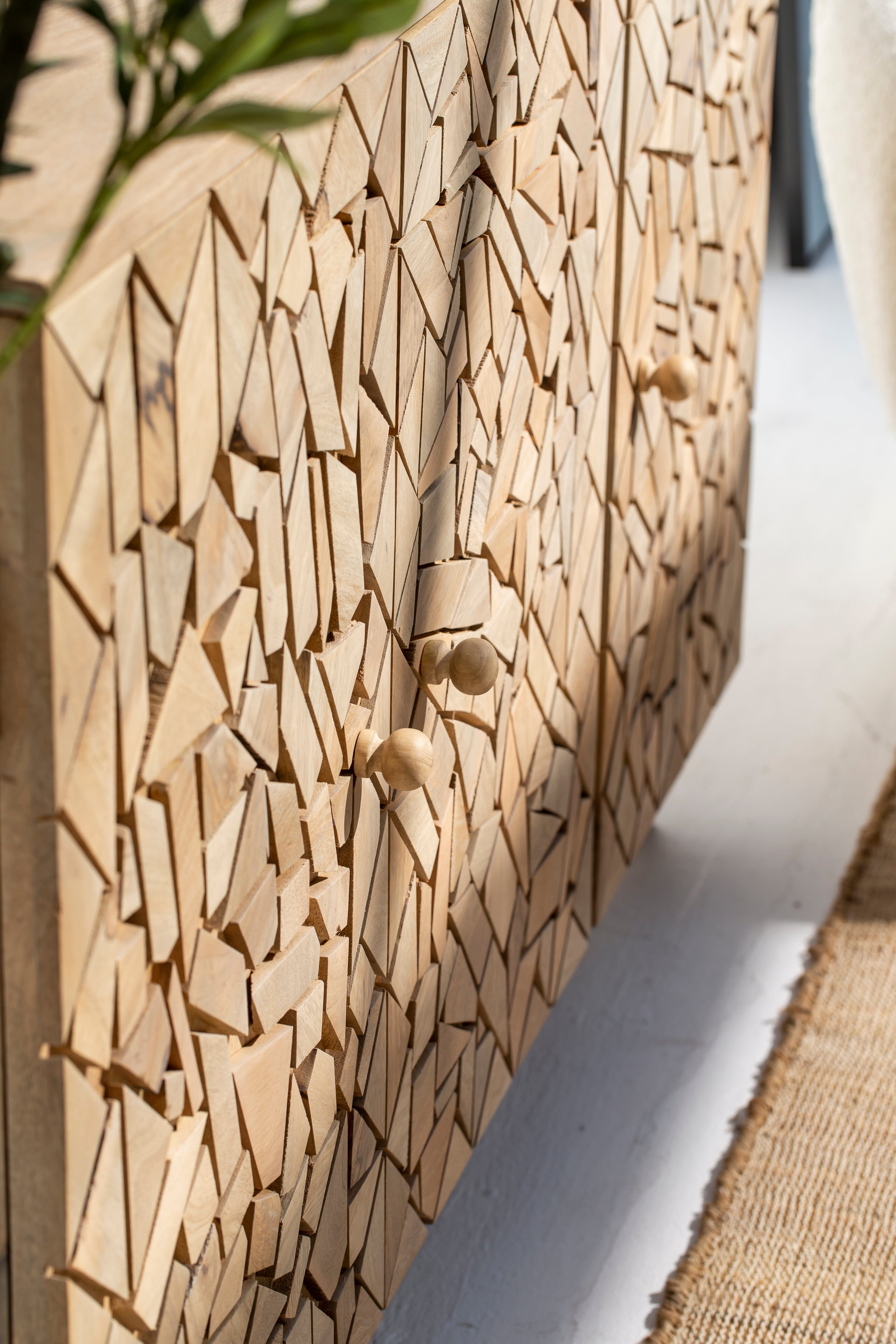 Nella Geometric Wood Mosaic Sideboard Buffets & Sideboards Homekode