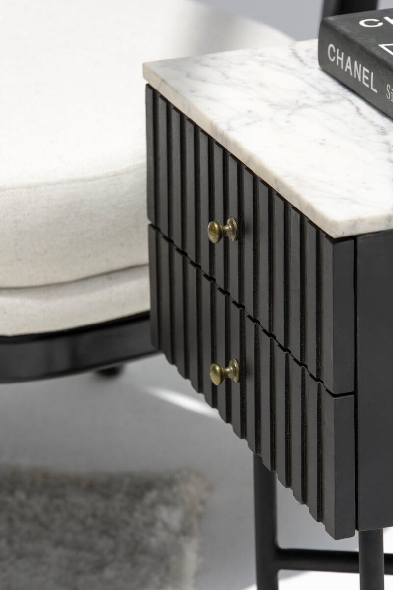 Genta Back with Marble Top BedSide Table