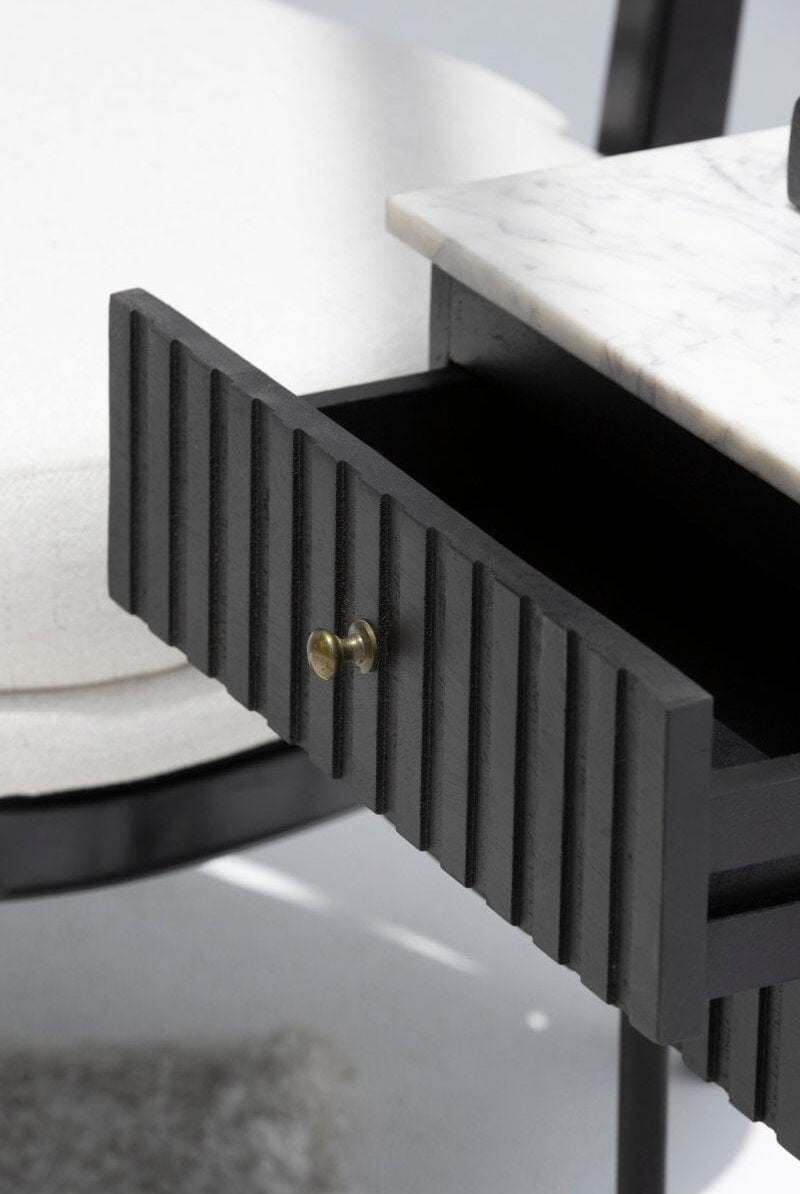 Genta Back with Marble Top BedSide Table