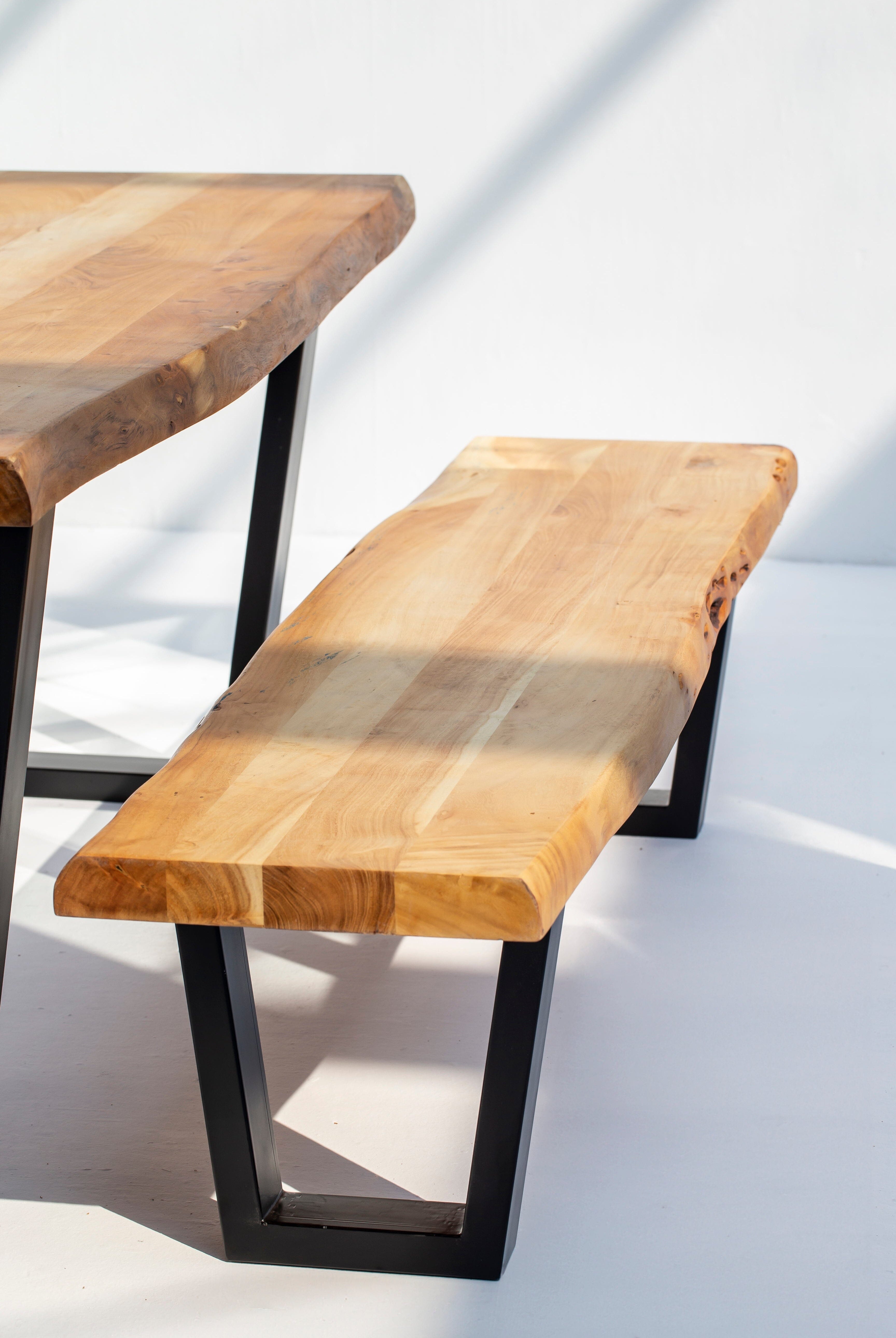 Acacia Wood Industrial Design Bench (4 Sizes)