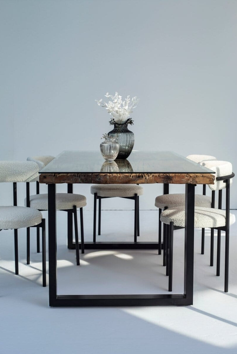 Meadow Railway Wood Dining Table (5 Sizes) 240CM Length x 120CM Depth x 75CM Height Black/U Shape