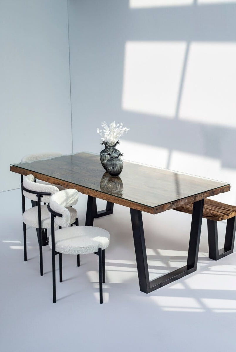Meadow Railway Wood Dining Table (8 Sizes) 150x90x4CM Black/V Shape