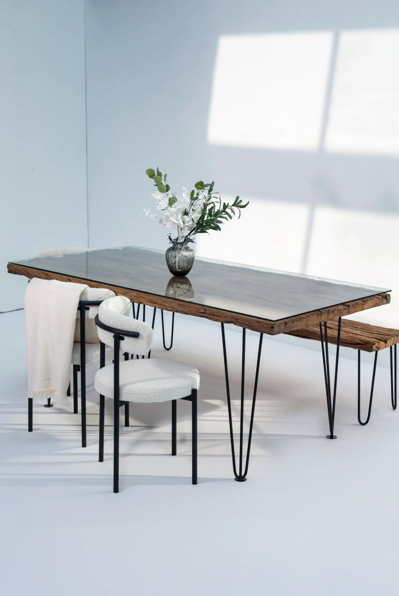 Meadow Railway Wood Dining Table (8 Sizes) 150x90x4CM Black/Pins