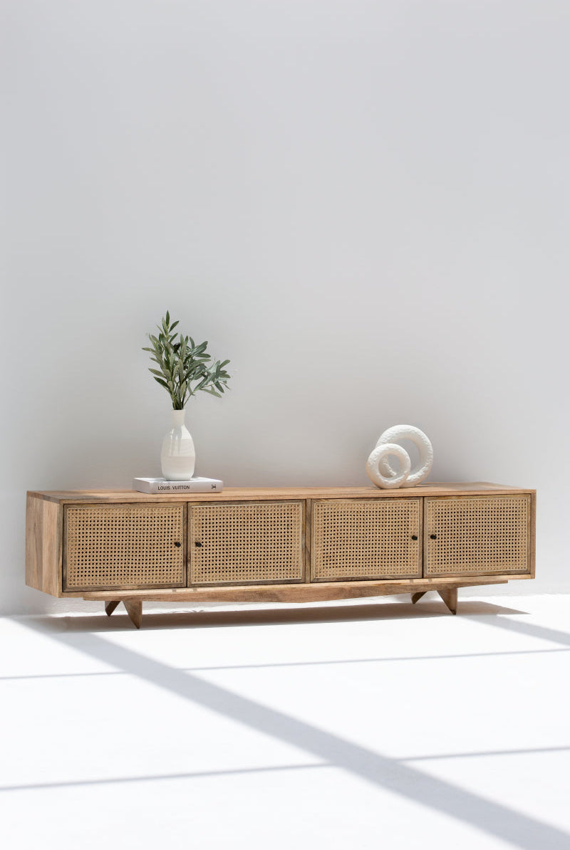Catalina Rattan Doors Media Console