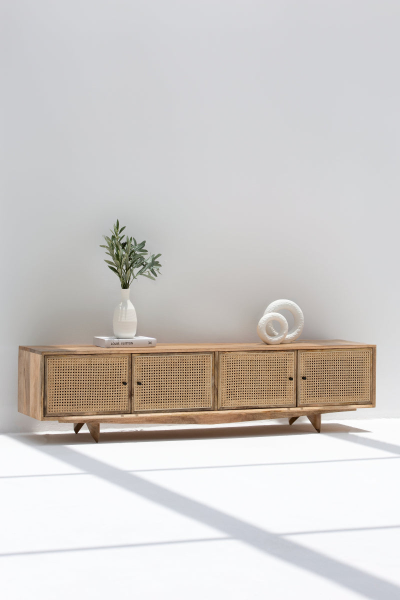 Catalina Rattan Doors Media Console