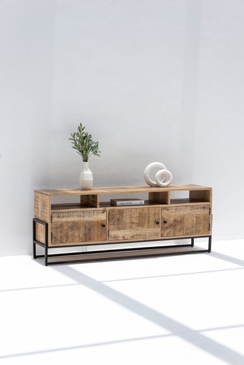 Kinsley Wooden Industrial Media Console Homekode