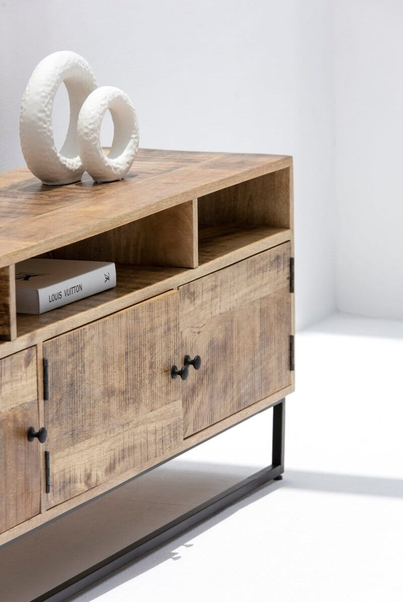 Kinsley Wooden Industrial Media Console Homekode