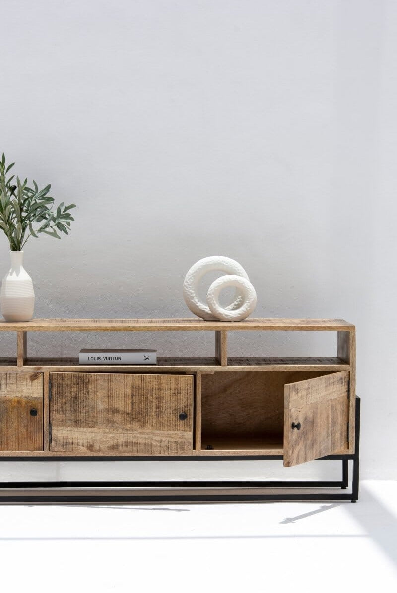 Kinsley Wooden Industrial Media Console Homekode