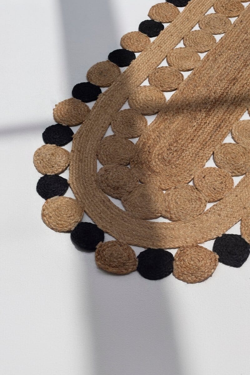 Eclipse Pathways - Natural & Black Jute Hallway Rug (80x200 CM) Braided -- Braided Rug Homekode