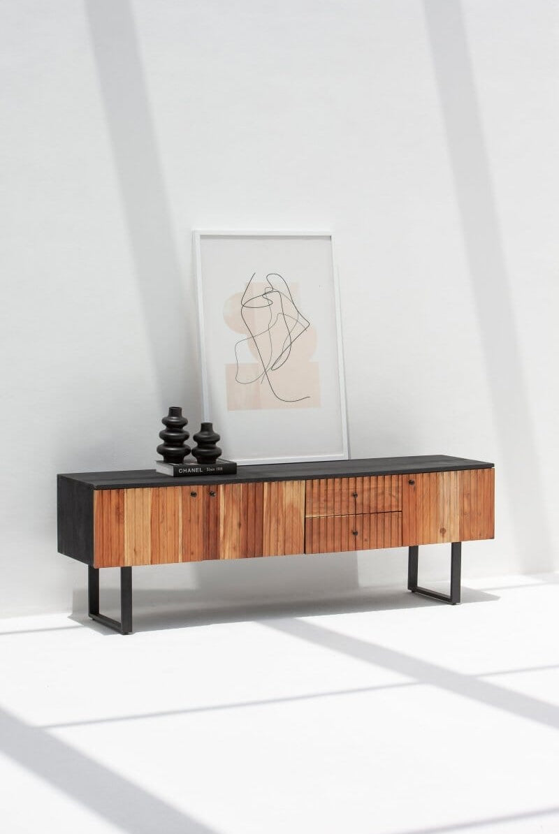 Finley Slat Wood Media Console