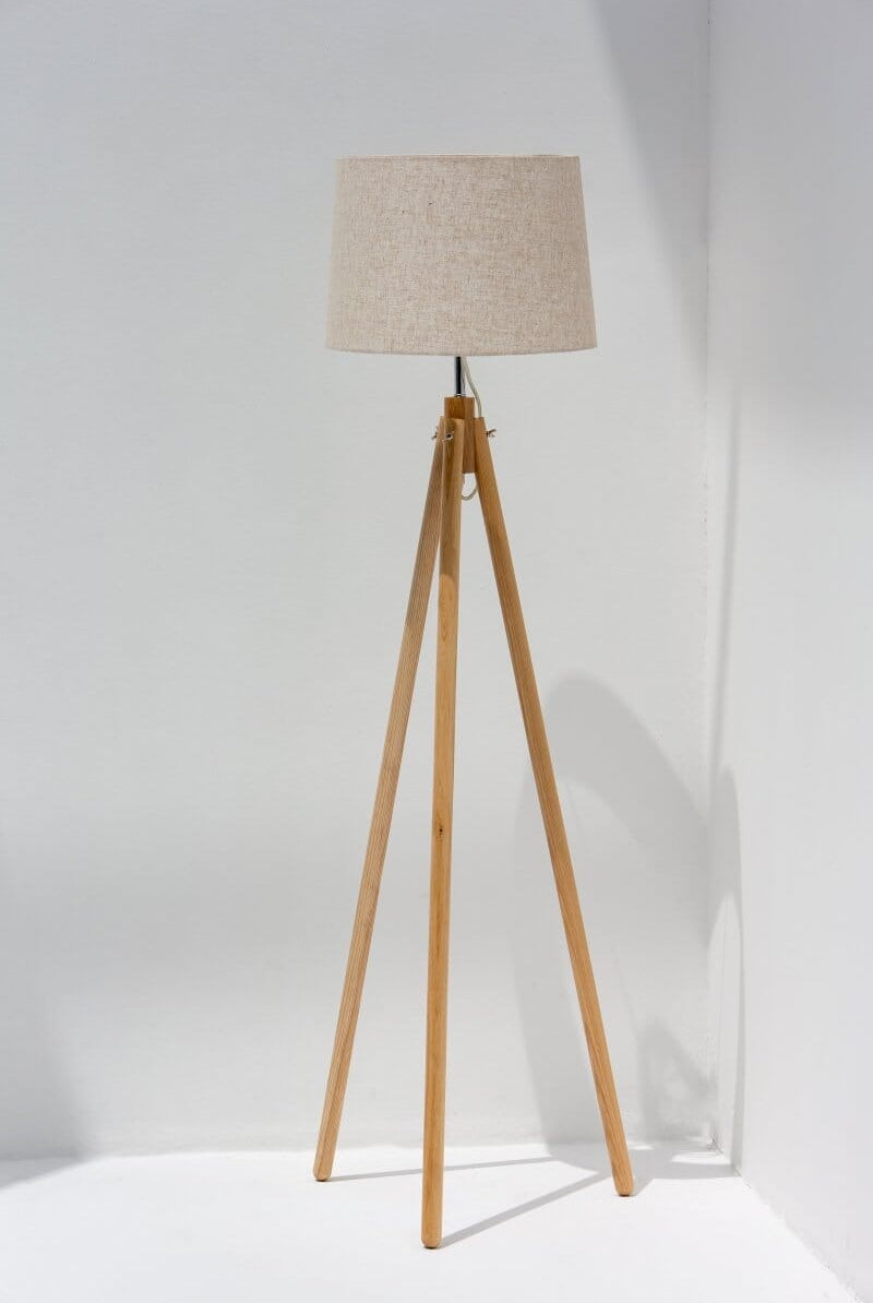Modern Wooden Tripod Floor Lamp