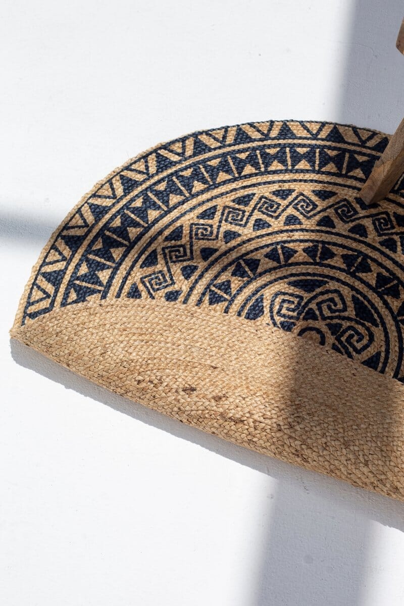 Mystic Mandala - Natural Black Braided Jute Round Rug (90 CM) Braided -- Braided Rug Homekode