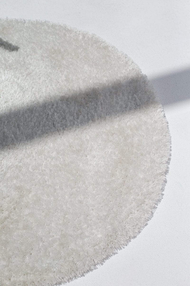Round Arctic Cloud - White Fluffy Shaggy Rug (4 Sizes) Table Tuft Shaggy