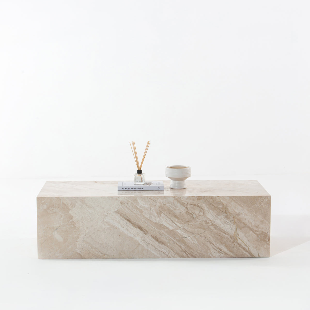 Felicity Beige Marble Coffee Table – Minimalist Block Design | Homekode