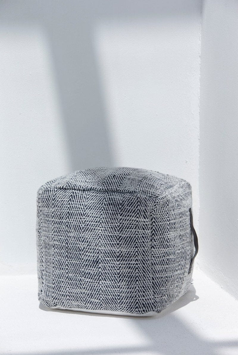 Blue & White Zig Zag Cotton Pouf (50x50x30 CM)