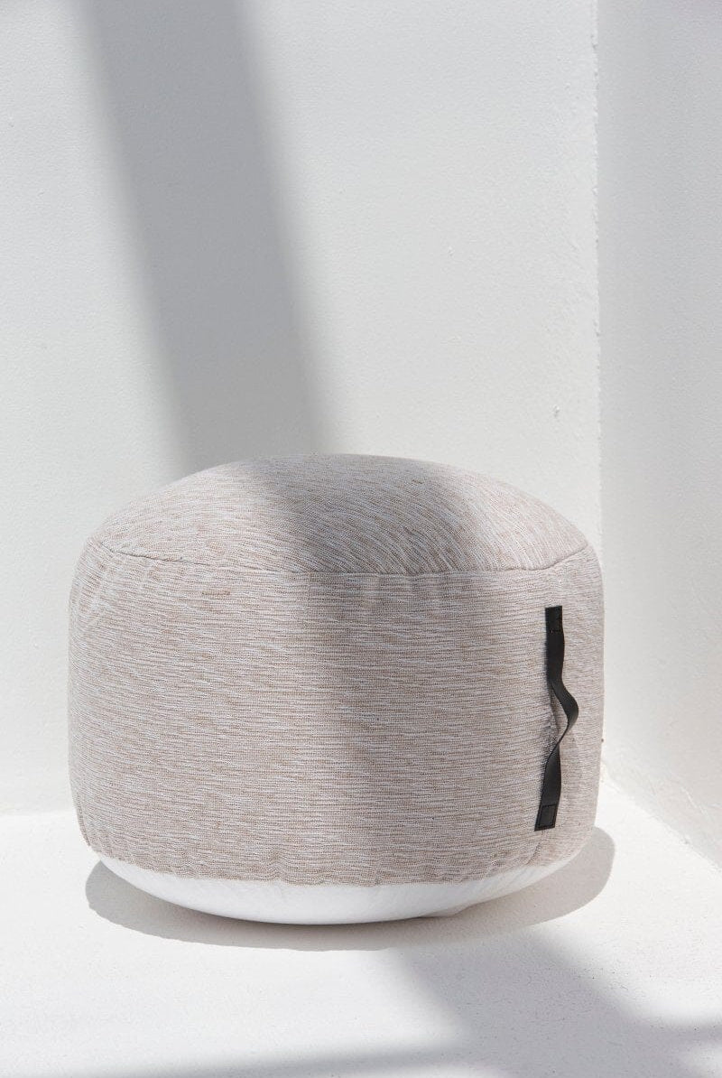 Neutral Stitched Round Pouf (50x50x30 CM)