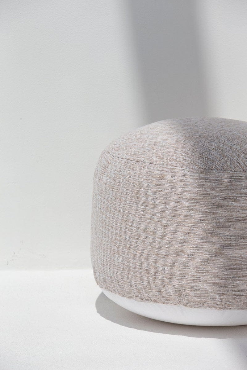 Neutral Stitched Round Pouf (50x50x30 CM) POUF