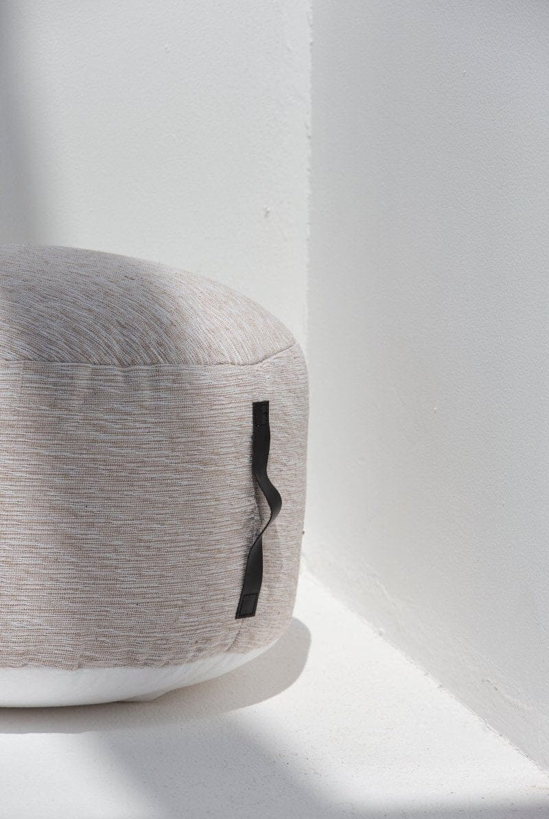 Neutral Stitched Round Pouf (50x50x30 CM) POUF