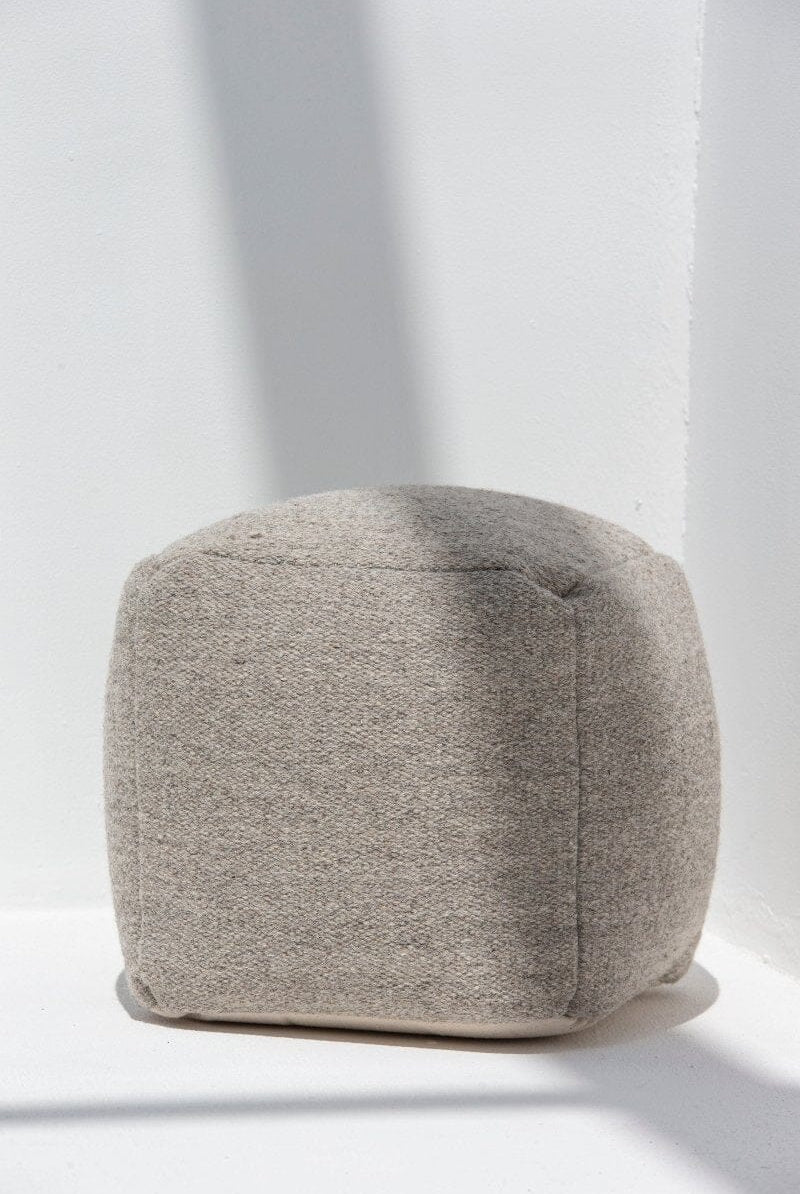 Minimalistic Grey Wool Pouf (40x40x40 CM)