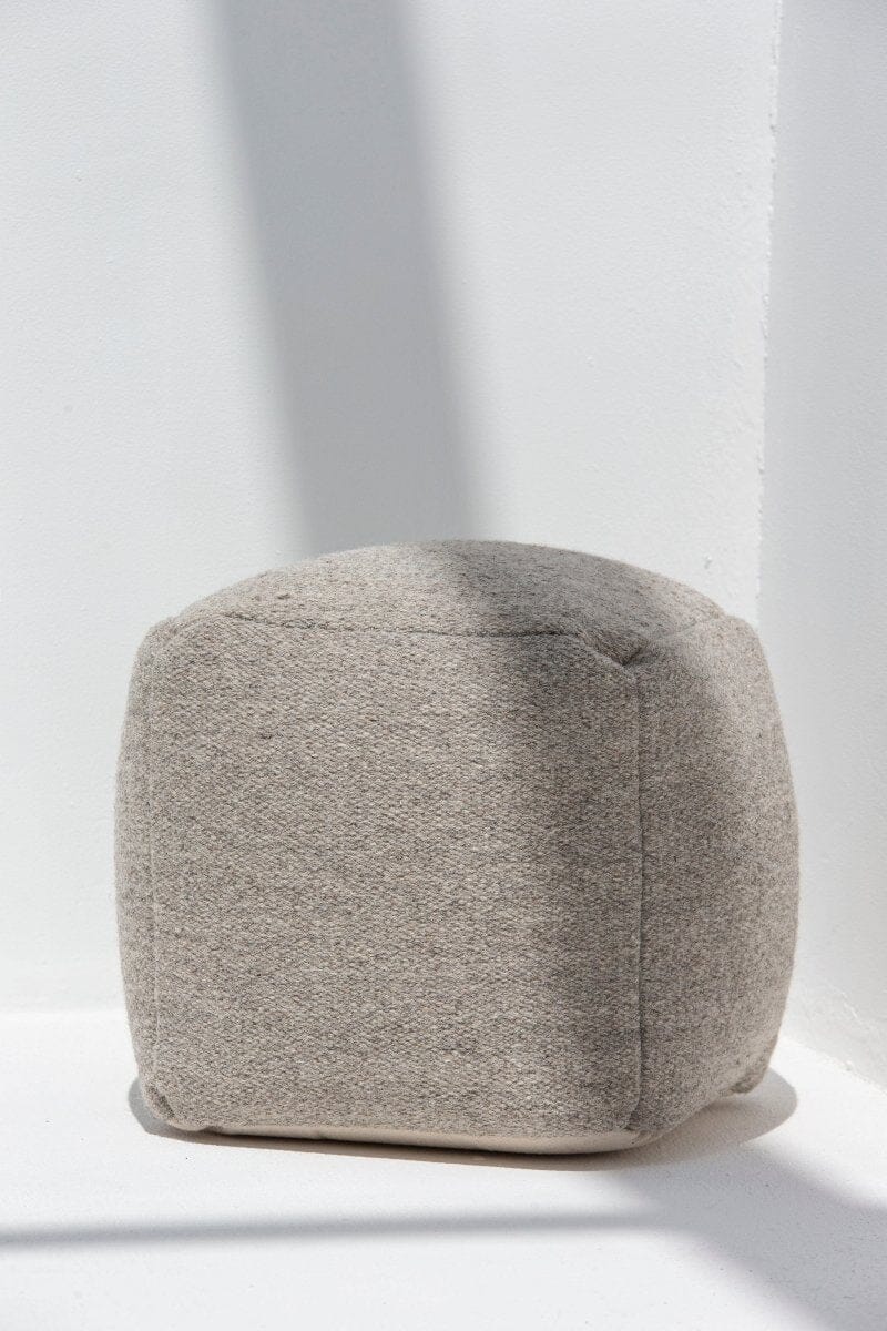 Minimalistic Grey Wool Pouf (40x40x40 CM)