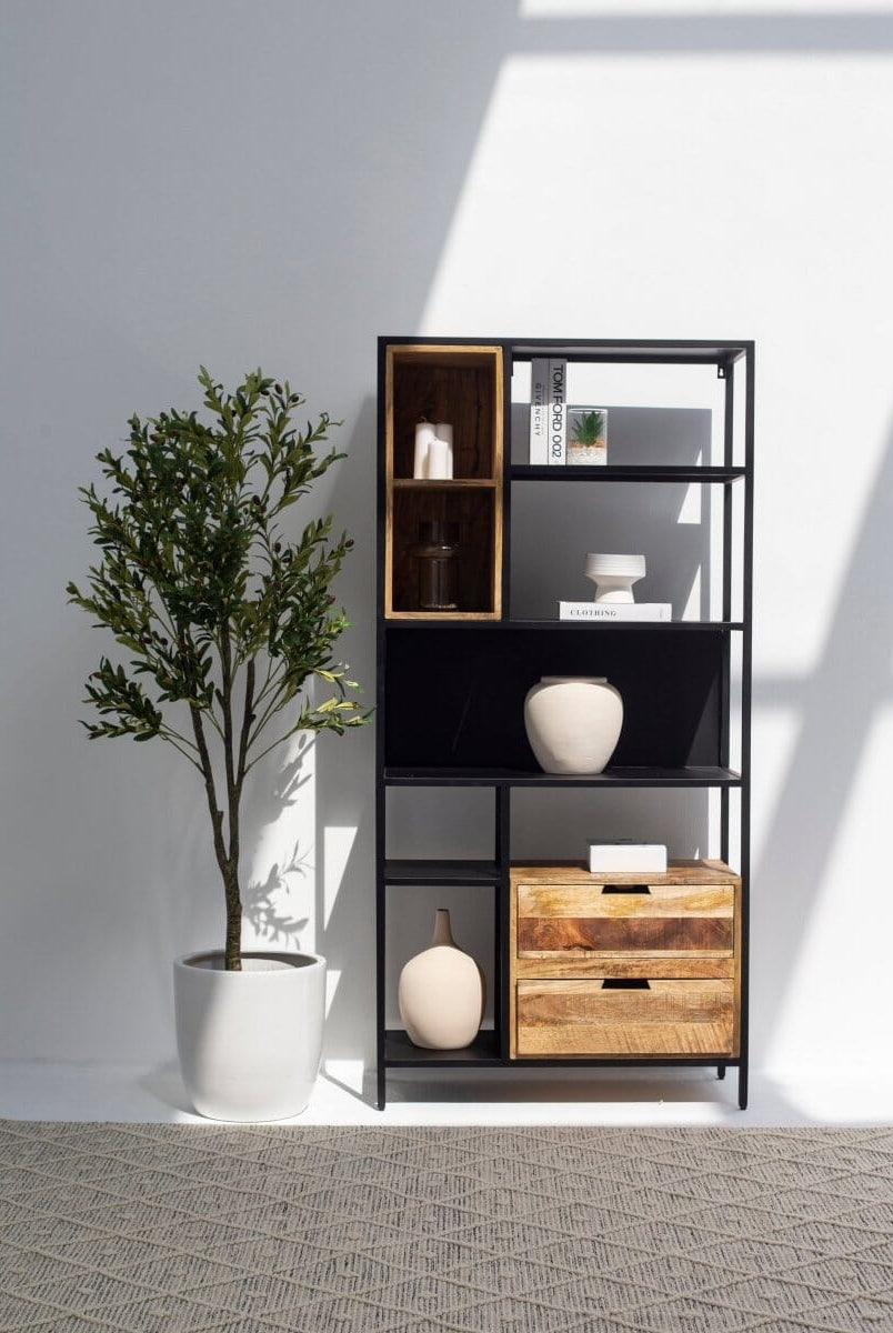 Loic Industrial Wooden bookcase