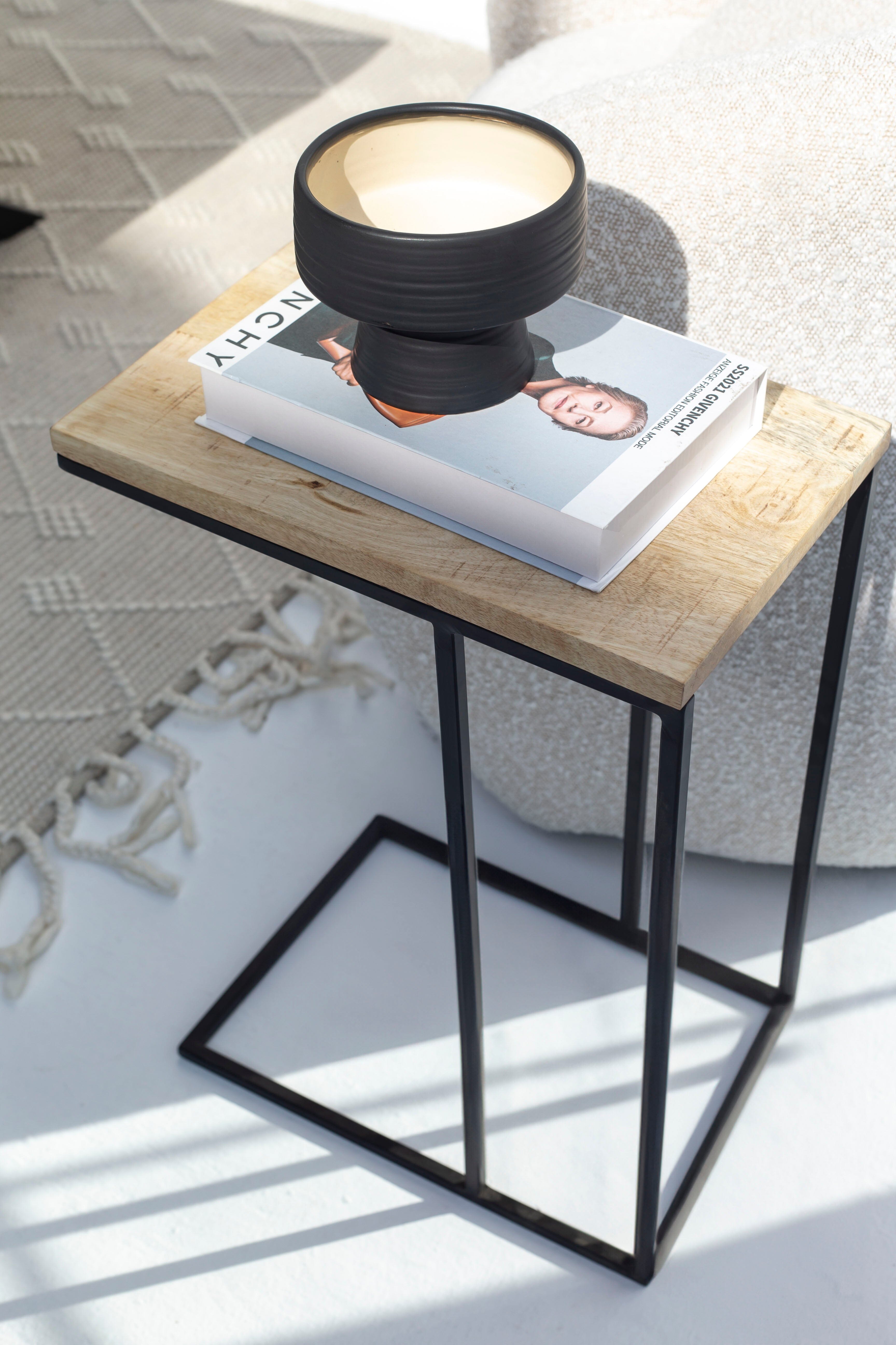 Eriona Wooden Side Table with Metal Legs