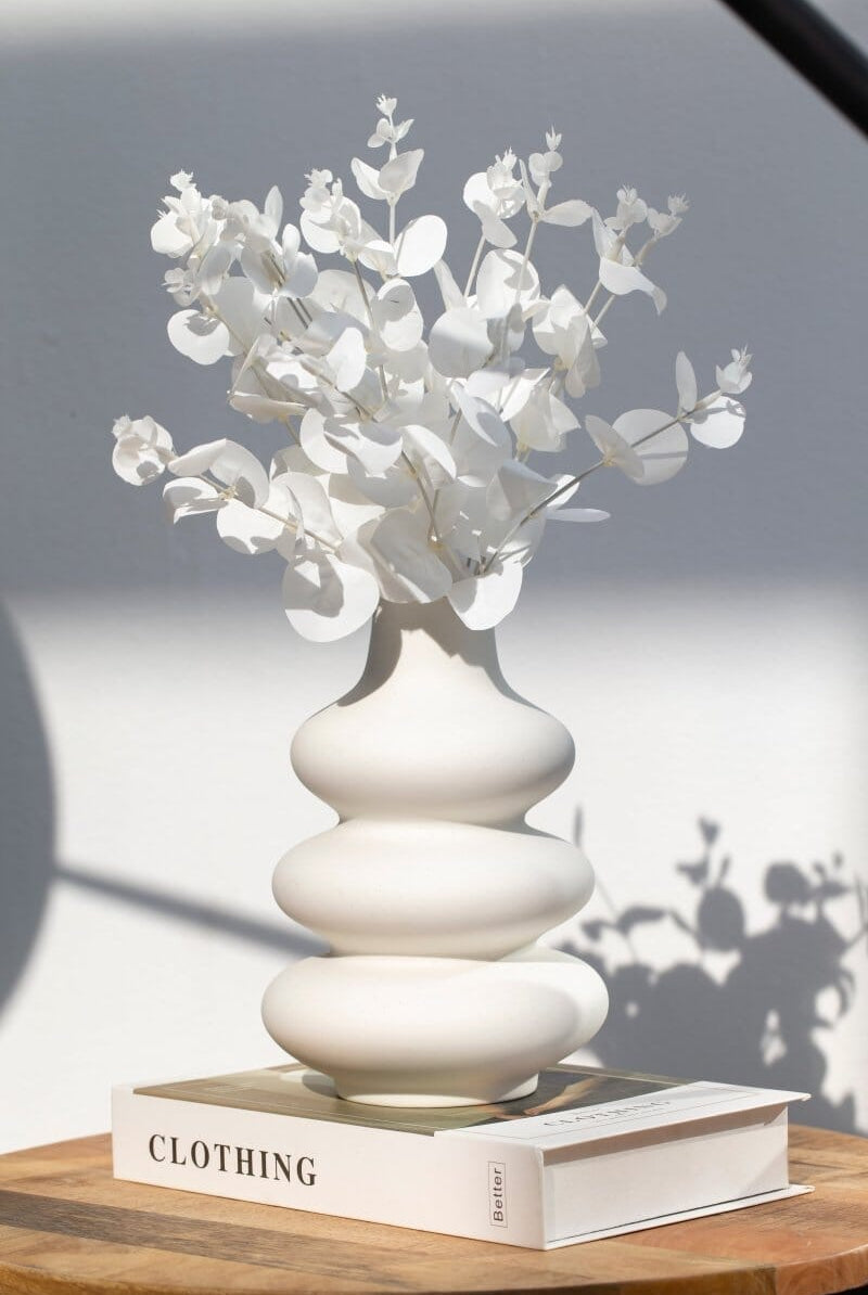 White Ceramic Wavy Vase