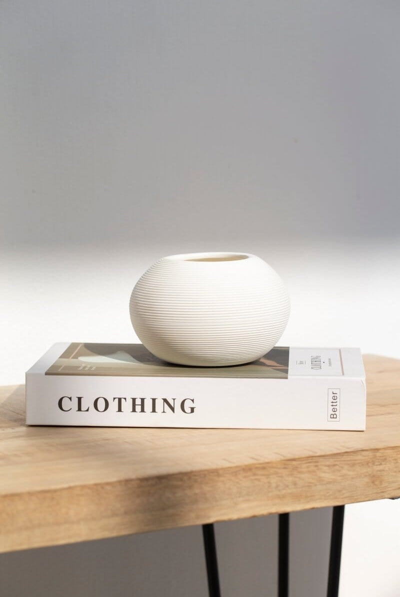 Round Flat Ceramic Vase