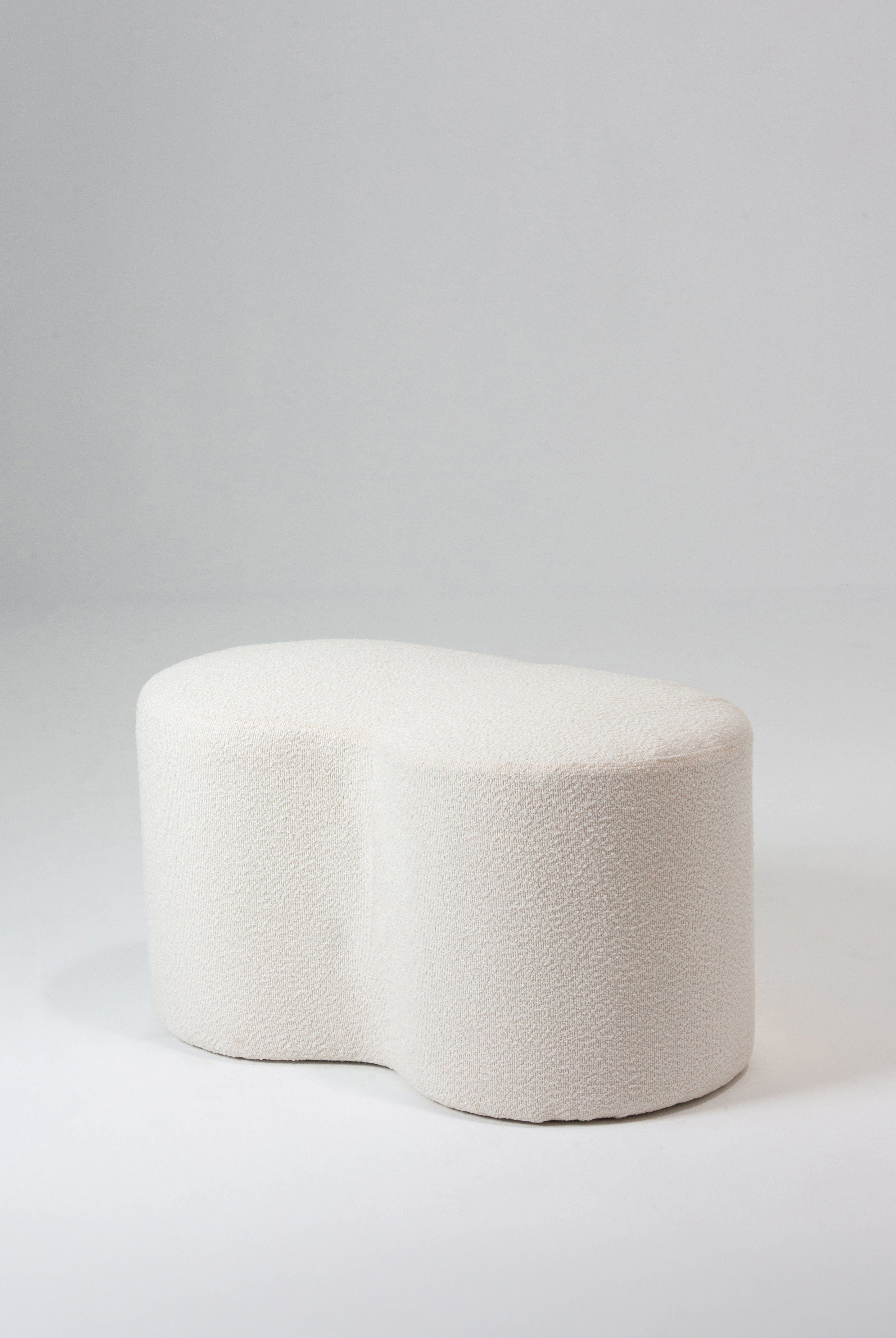 Balbina Off White Boucle Ottoman