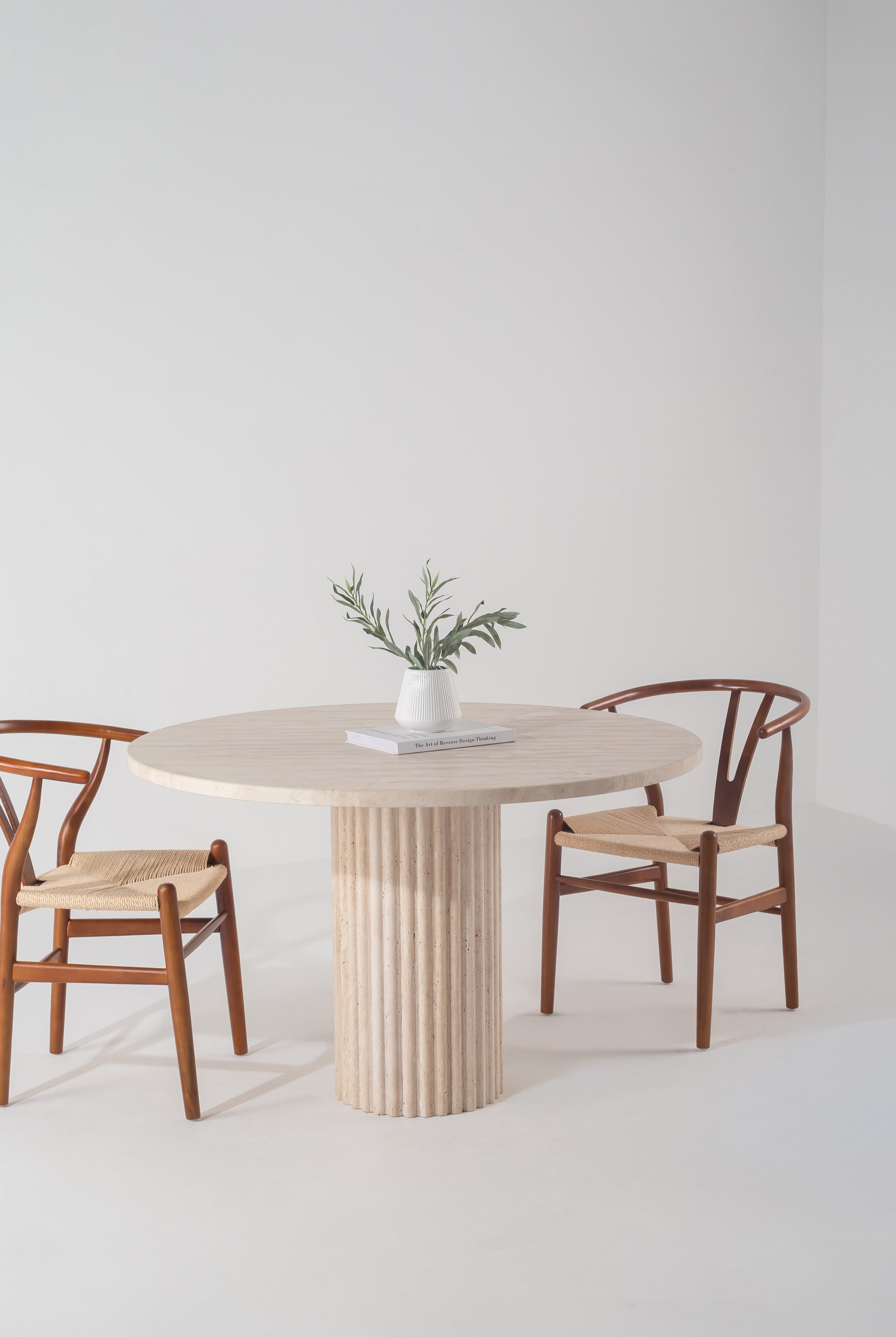 Claire Beige Travertine Round Dining Table (3 Size)