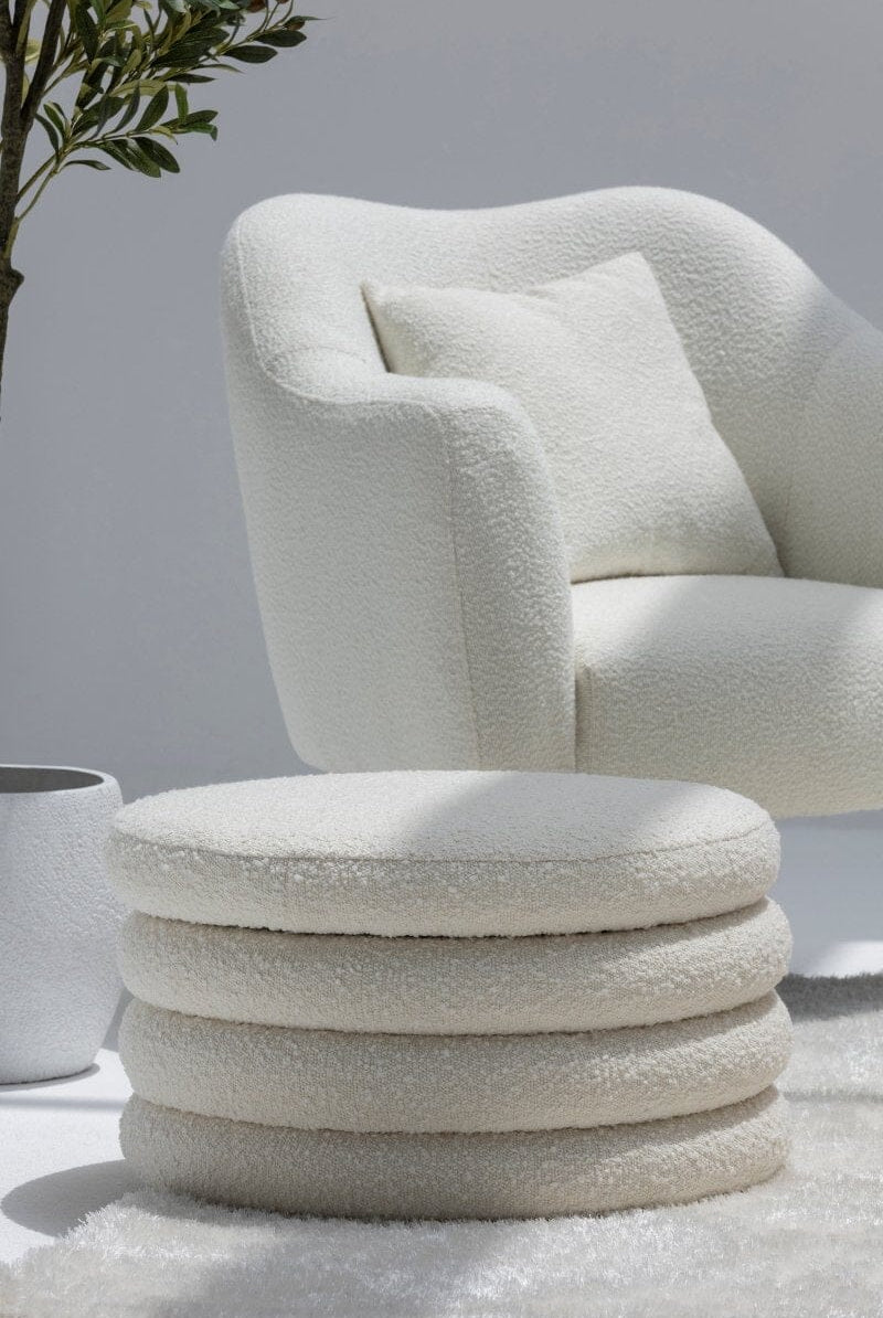 Large Layered Boucle Pouf Ottoman Homekode